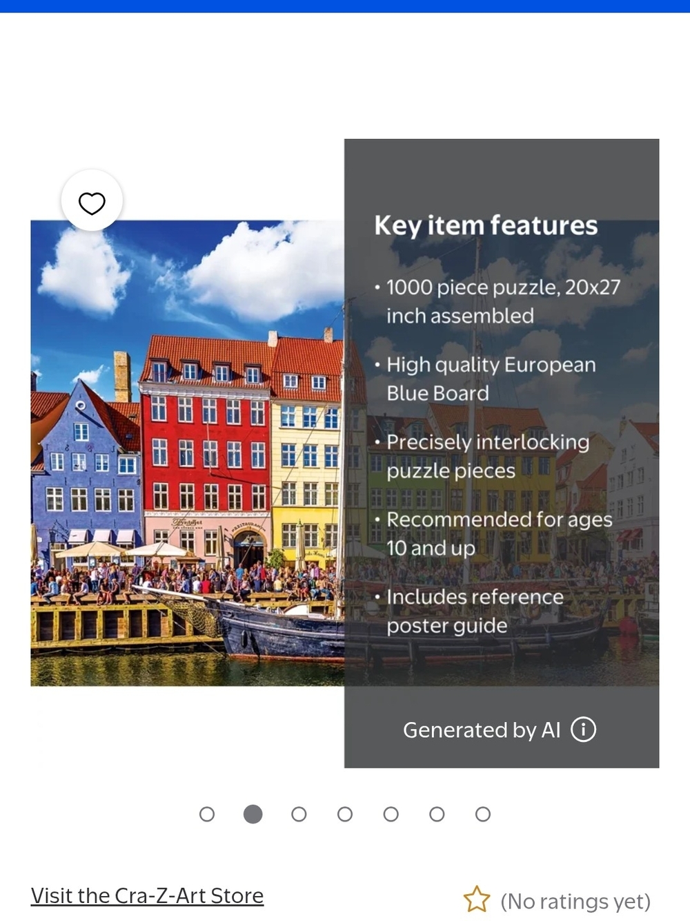 Kodak Colorful Harbor Row Puzzle - Blue, Red, Yellow, Green - Picture 2 of 4